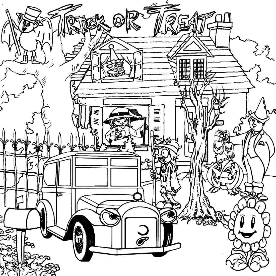 Haunted House Coloring Pages To Print 1100x1100 Haunted House Coloring Pages To Print