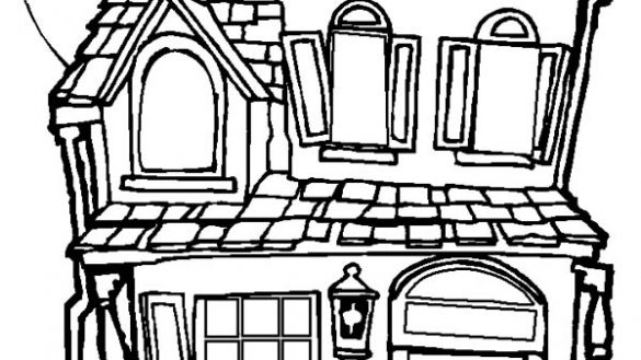Innovative Haunted House Coloring Pages To Print Houses 585x329 Innovative Haunted House Coloring Pages To Print Houses