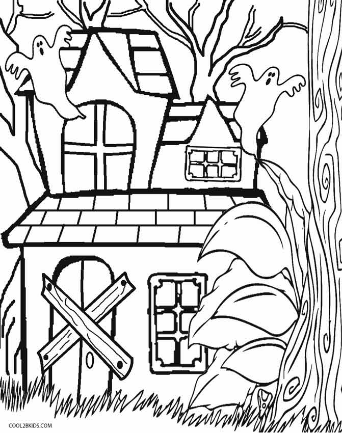 Simple Haunted House Coloring Page 671x850 Simple Haunted House Coloring Page
