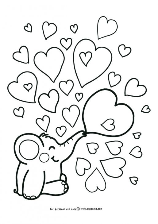 Simple Elephant And Heart Doodle Coloring Page For Kindergarten 515x730 Simple Elephant And Heart Doodle Coloring Page For Kindergarten