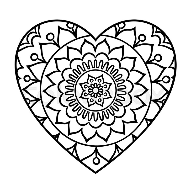 Doodle Heart Mandala Coloring Page. Outline Floral Design Element 800x800 Doodle Heart Mandala Coloring Page. Outline Floral Design Element