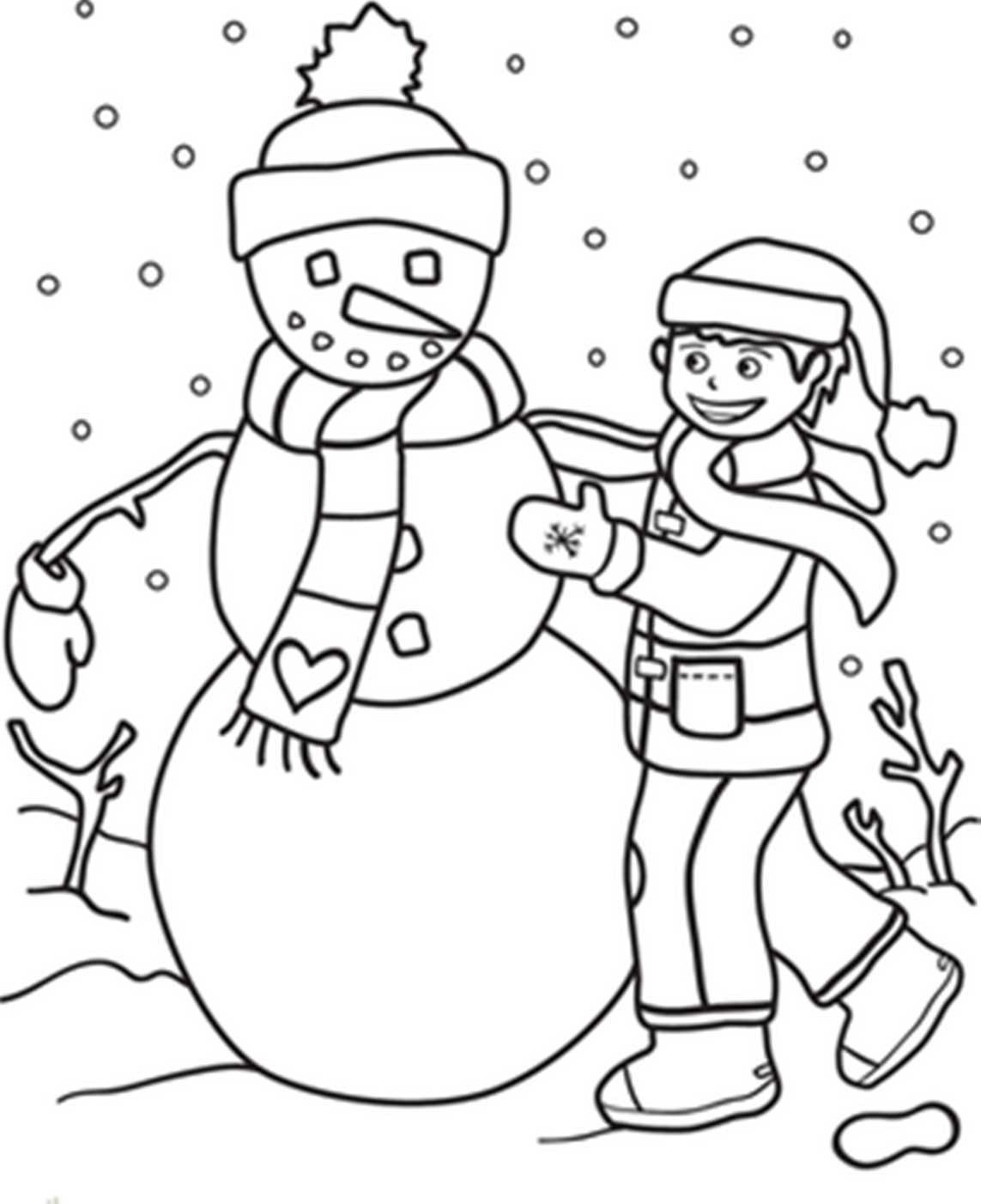 1143x1402 A Boy Making Snowman Coloring Pages