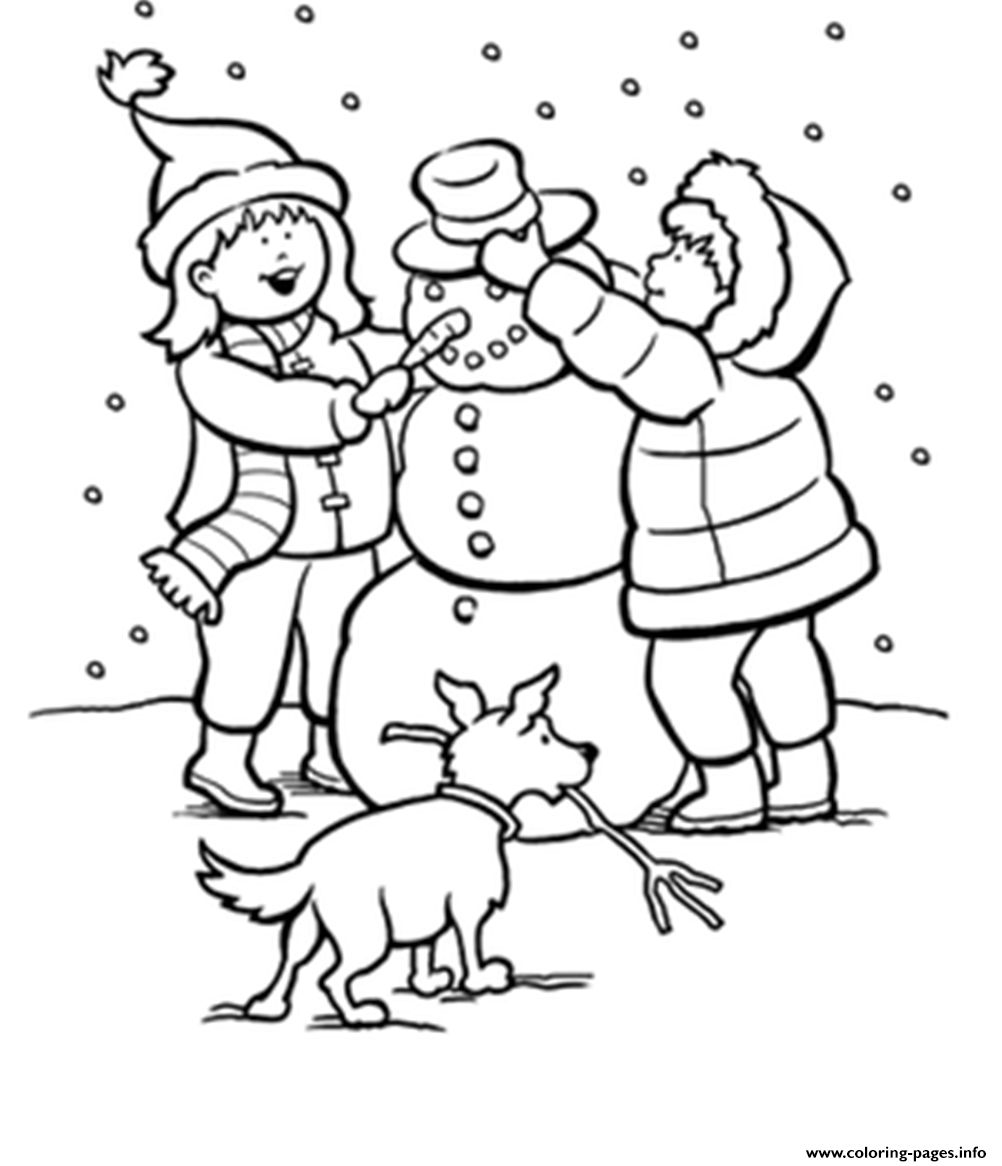 1002x1166 Winter Snow S Kids Making Snowman 9baa Coloring Pages Printable