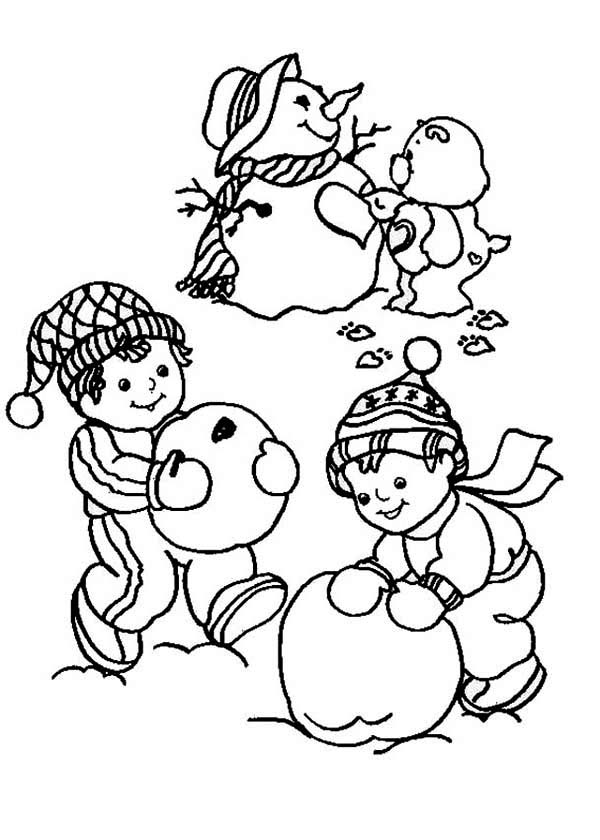 600x840 Children Making A Snowman Coloring Page Color Luna