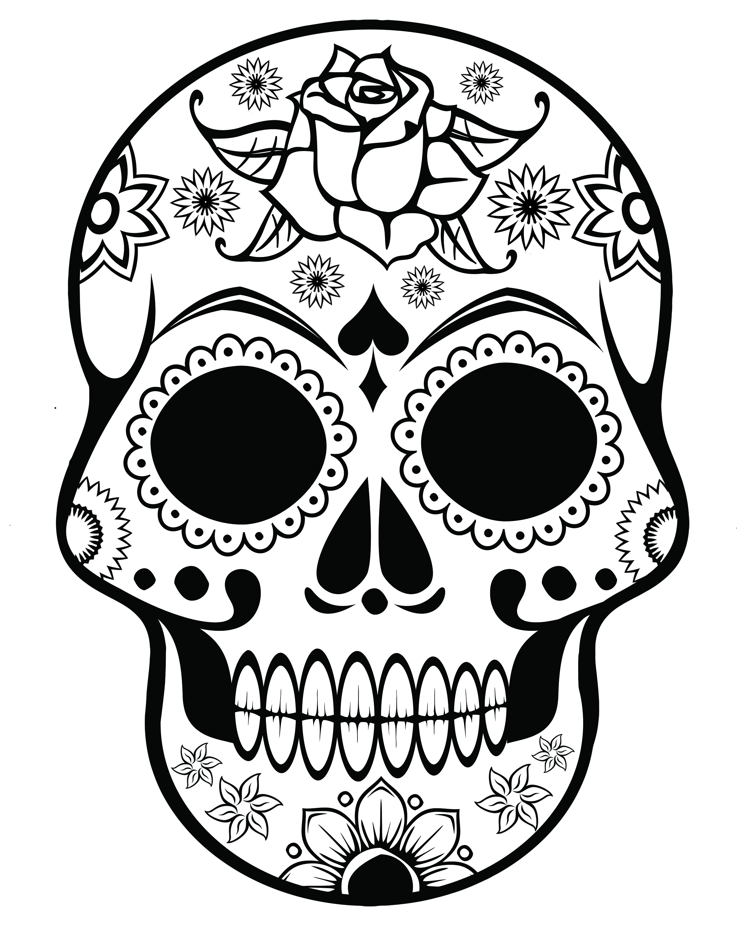 Simple Sugar Skull Coloring Pages