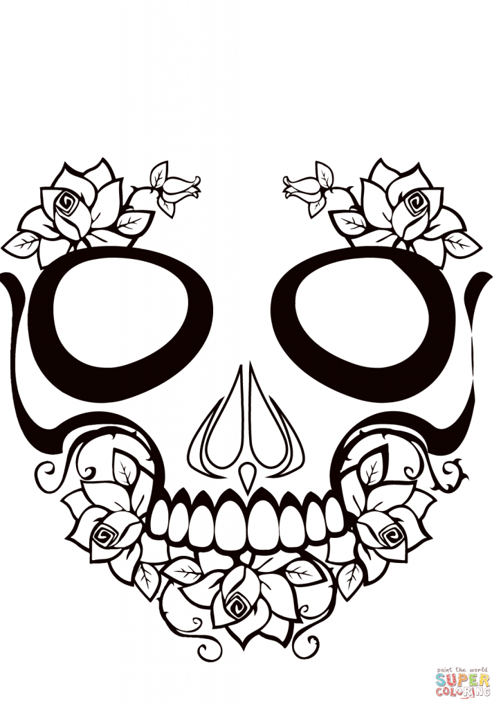 724x1024 Simple Sugar Skull Coloring Page