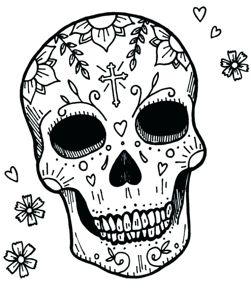 818x960 Simple Sugar Skull Coloring Pages Printable Coloring Sugar Skull