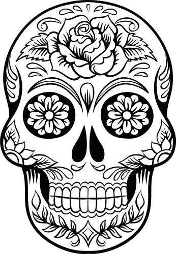 346x500 Simple Sugar Skull Coloring Pages