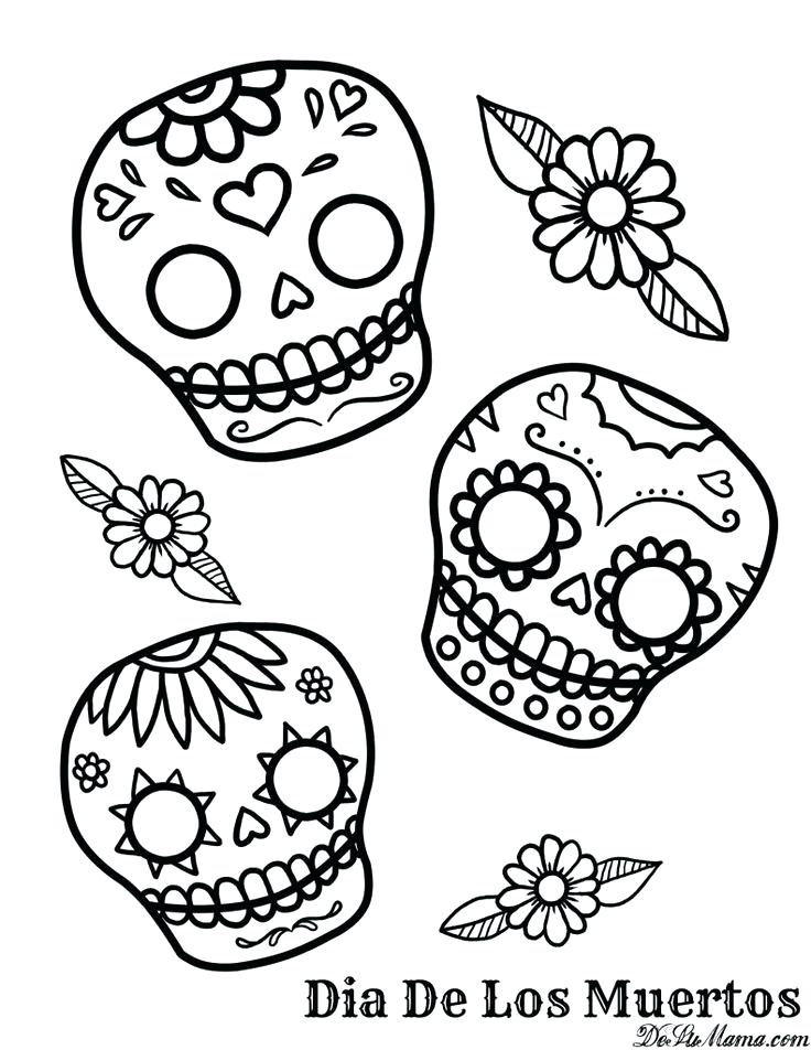 736x952 Day Of The Dead Art And Free Simple Sugar Skull Coloring Pages
