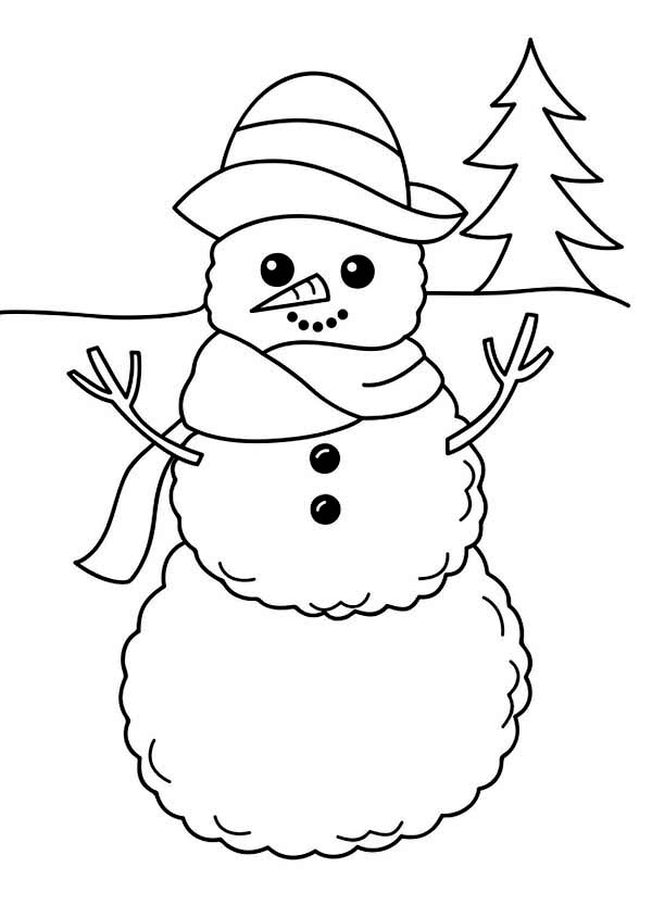 Simple Winter Coloring Pages A Simple Mr Snowman Figure On Winter 600x845 Simple Winter Coloring Pages A Simple Mr Snowman Figure On Winter