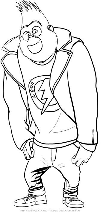 344x709 Johnny Gorilla Of Sing Coloring Pages