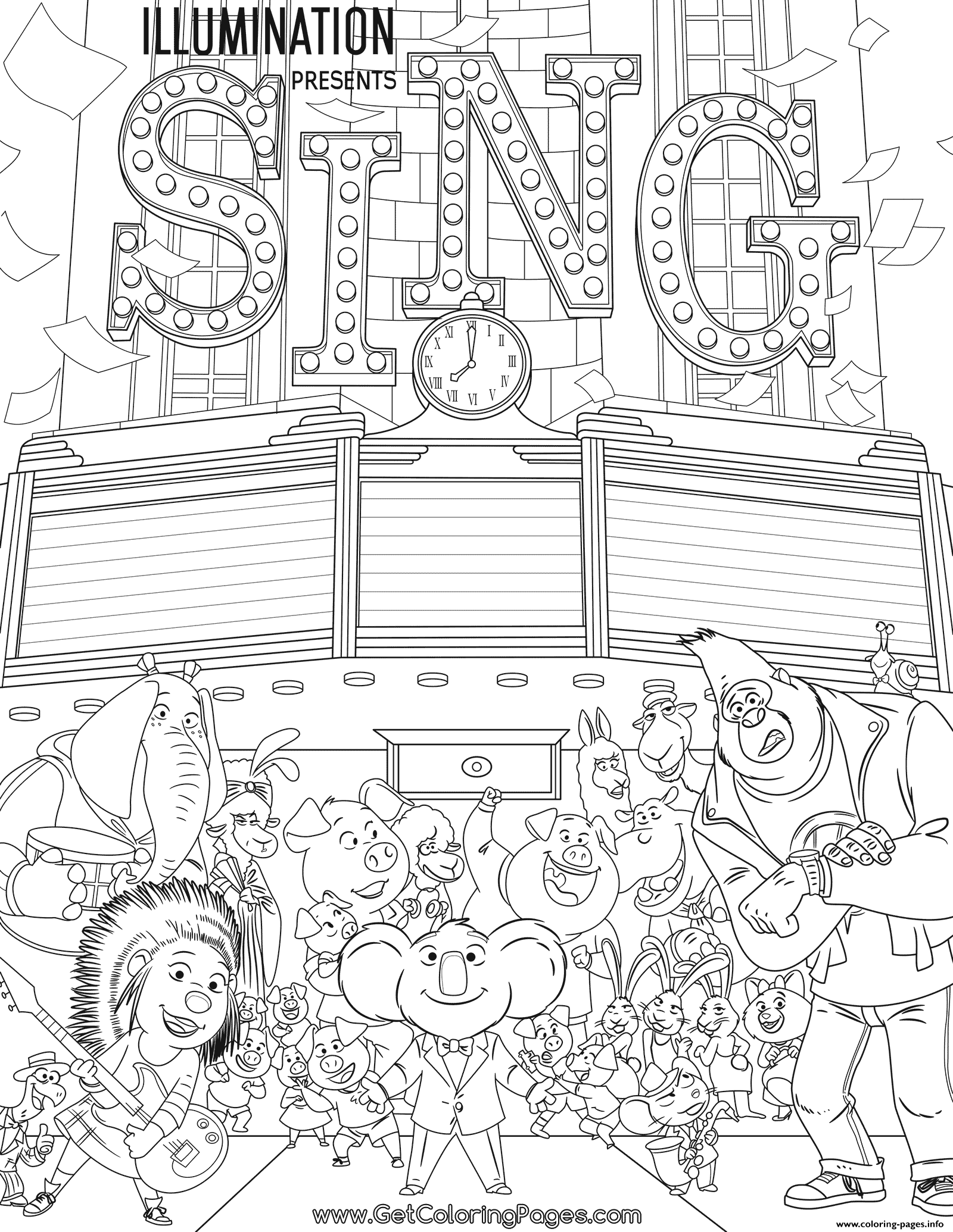 Movie Sing Coloring Pages Printable 1600x2070 Movie Sing Coloring Pages Printable