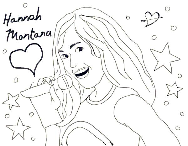 600x466 Hannah Montana Coloring Pages Is Love To Sing In Coloring Page