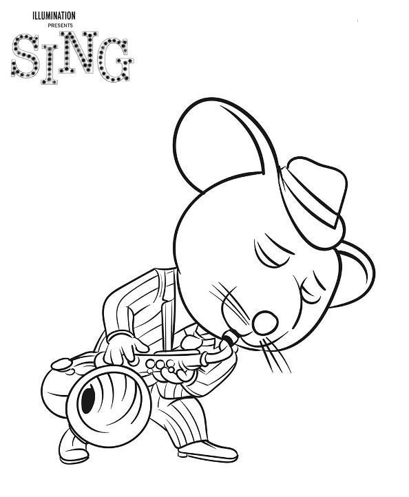 594x722 Dibujos Para Colorear De La Pelicula Canta O Sing. Pinta A Buster