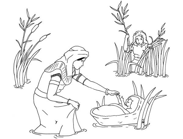 600x458 Moses Mother See Moses Was Found By Pharaoh Sister Coloring Page