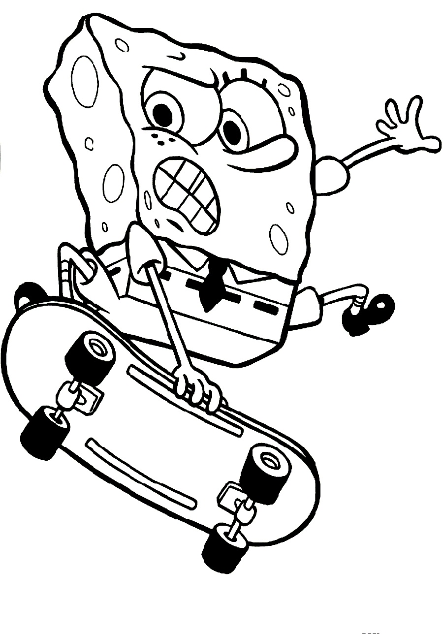 Download Spongebob In Skateboard Action Coloring Pages Or Print 900x1288 Download Spongebob In Skateboard Action Coloring Pages Or Print