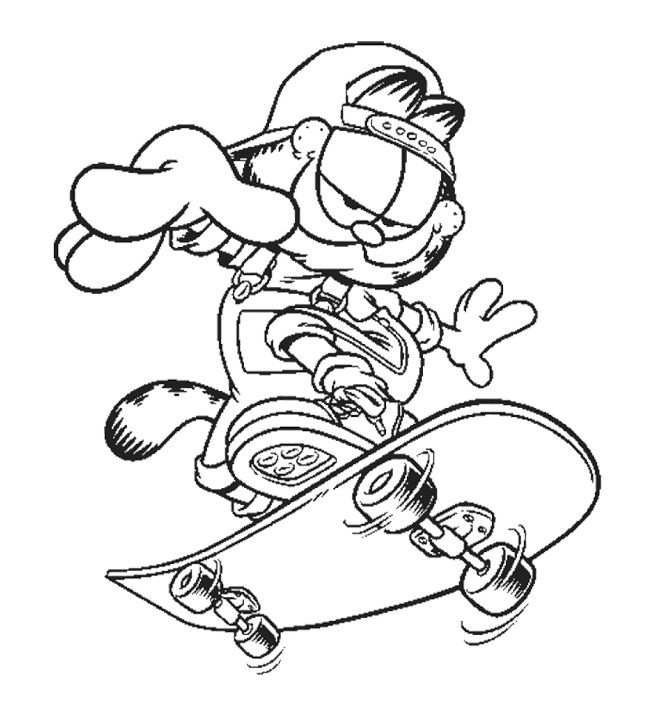 Garfield Playing Skateboard Coloring Page Coloring Skateboard 650x715 Garfield Playing Skateboard Coloring Page Coloring Skateboard