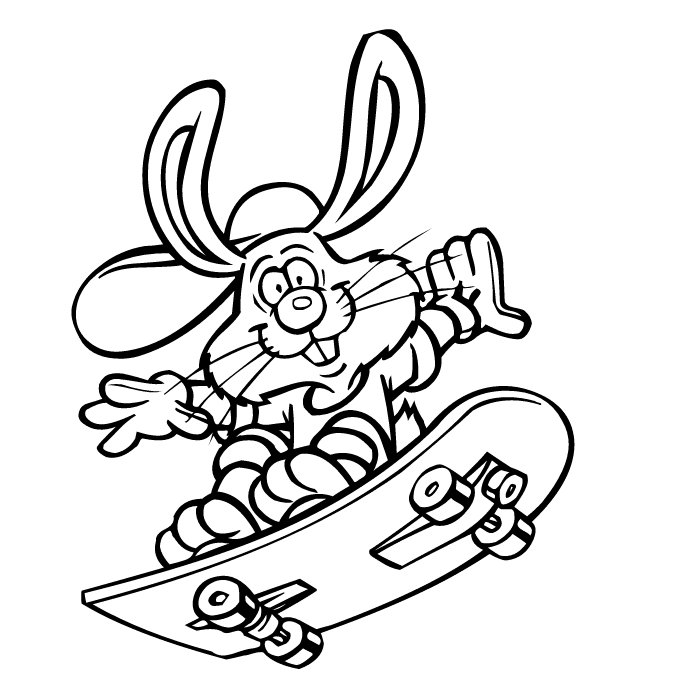 Skateboarding Bunny Coloring Page 700x700 Skateboarding Bunny Coloring Page