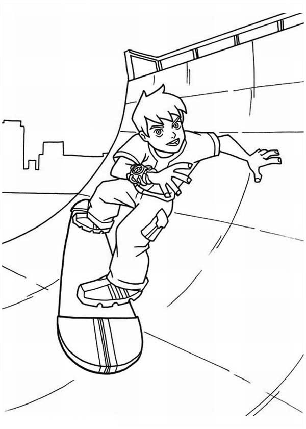 Skateboard Coloring Pages Online Young Ben Playing Skateboard 600x841 Skateboard Coloring Pages Online Young Ben Playing Skateboard