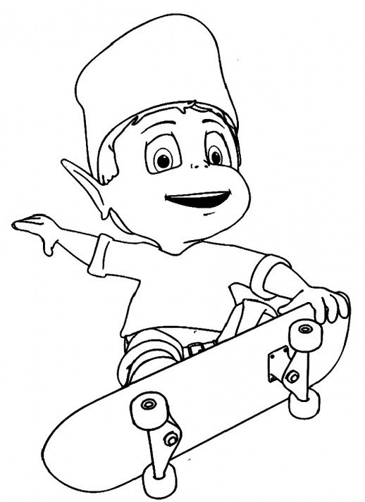 Adiboo Playing Skateboard Coloring Pages 518x713 Adiboo Playing Skateboard Coloring Pages