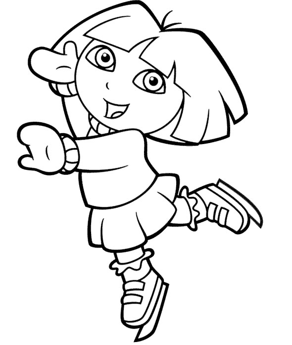 590x697 Dora The Explorer Playing Ice Skating Coloring Pages Toddler