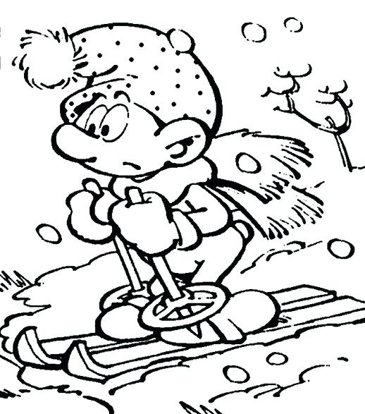 518x587 Ice Skating Coloring Pages A Smurf Playing Ice Skating In Winter