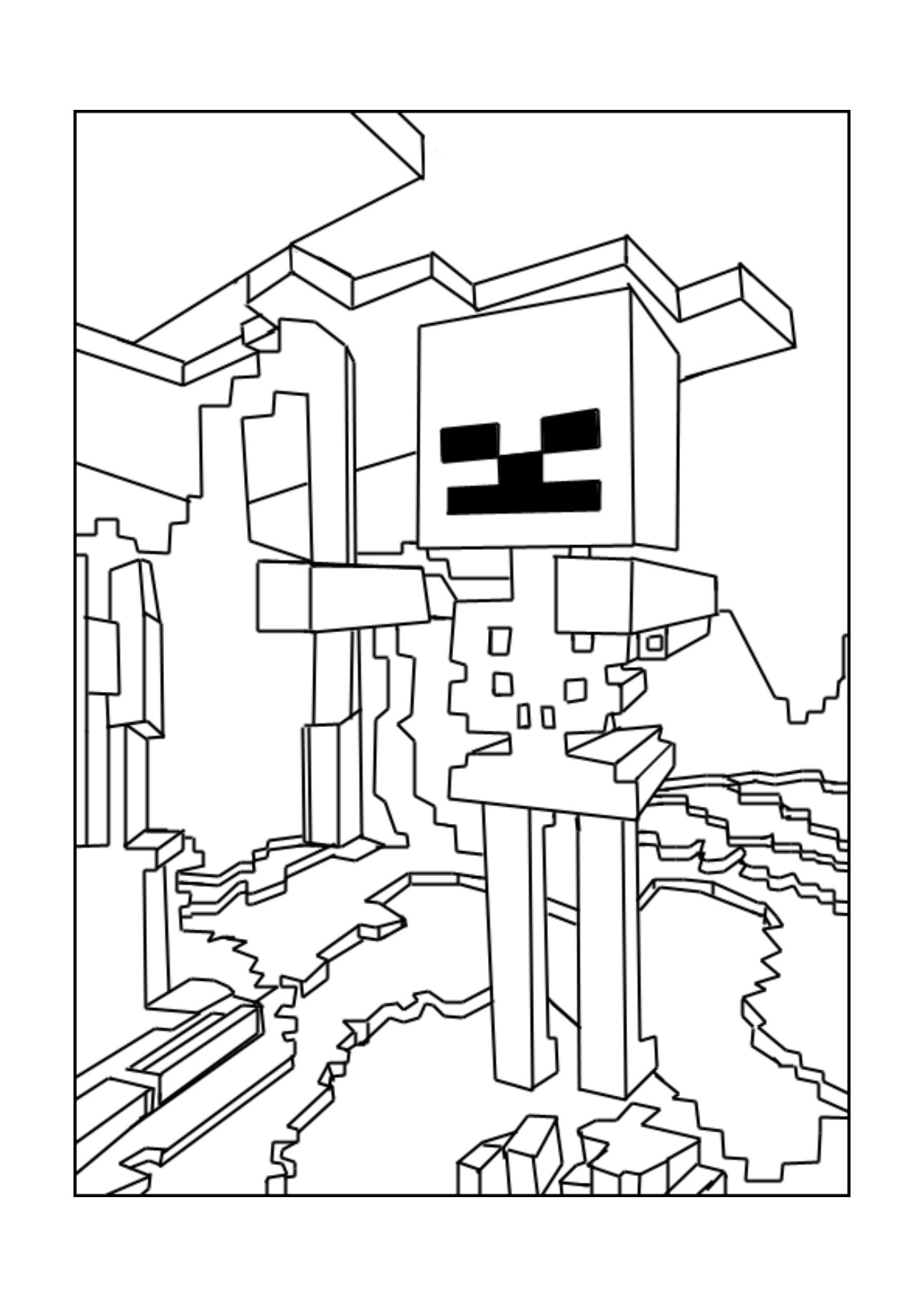Minecraft Skeleton Coloring Pages To Print Coloring For Kids 2018 1295x1832 Minecraft Skeleton Coloring Pages To Print Coloring For Kids 2018
