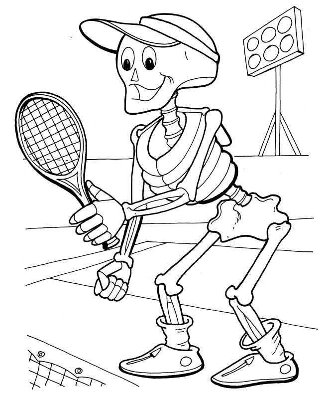 Skeleton Playing Tennis Coloring Pages Printables 663x800 Skeleton Playing Tennis Coloring Pages Printables