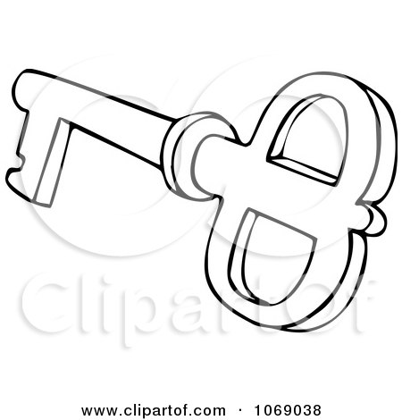 450x470 Clipart Outlined Skeleton Key 3