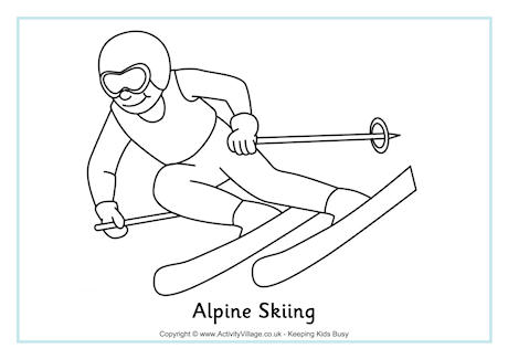 Alpine Skiing Colouring Page 460x325 Alpine Skiing Colouring Page