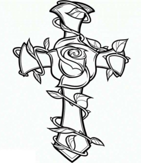 Rose Cross Coloring Page Amp Coloring Book 290x336 Rose Cross Coloring Page Amp Coloring Book