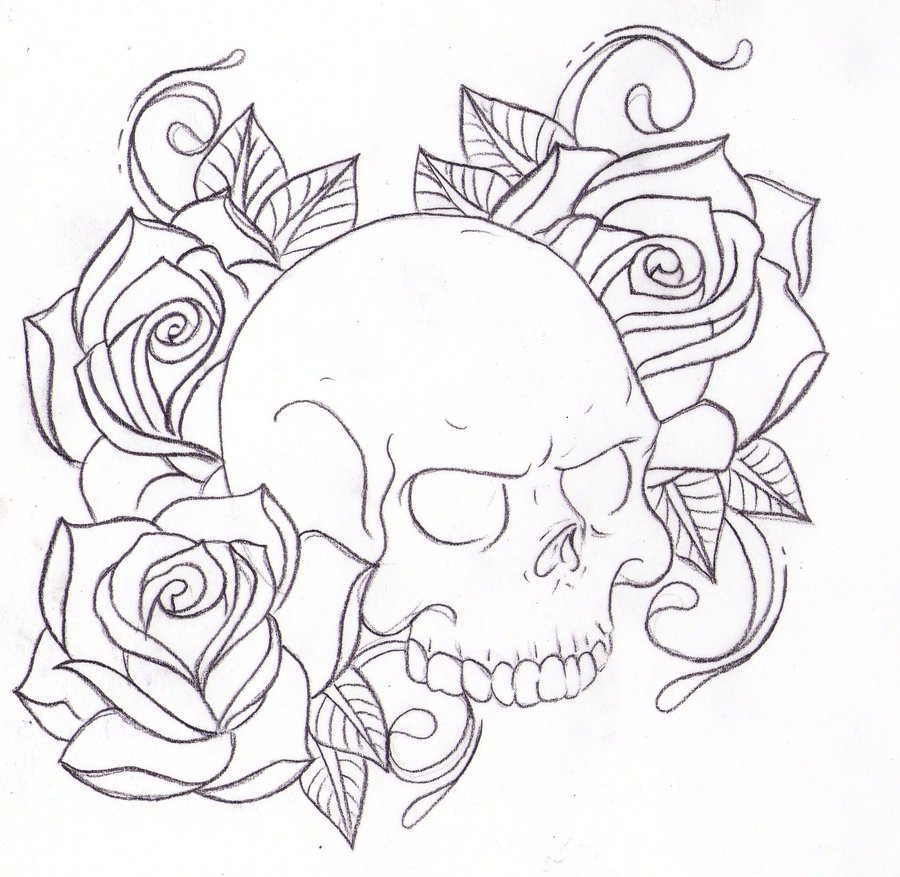 Rose And Skull Drawing Tattoo 900x877 Rose And Skull Drawing Tattoo
