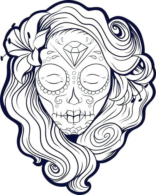 500x626 Sugar Skull Coloring Pages Beauteous Sugar Skull Coloring Pages