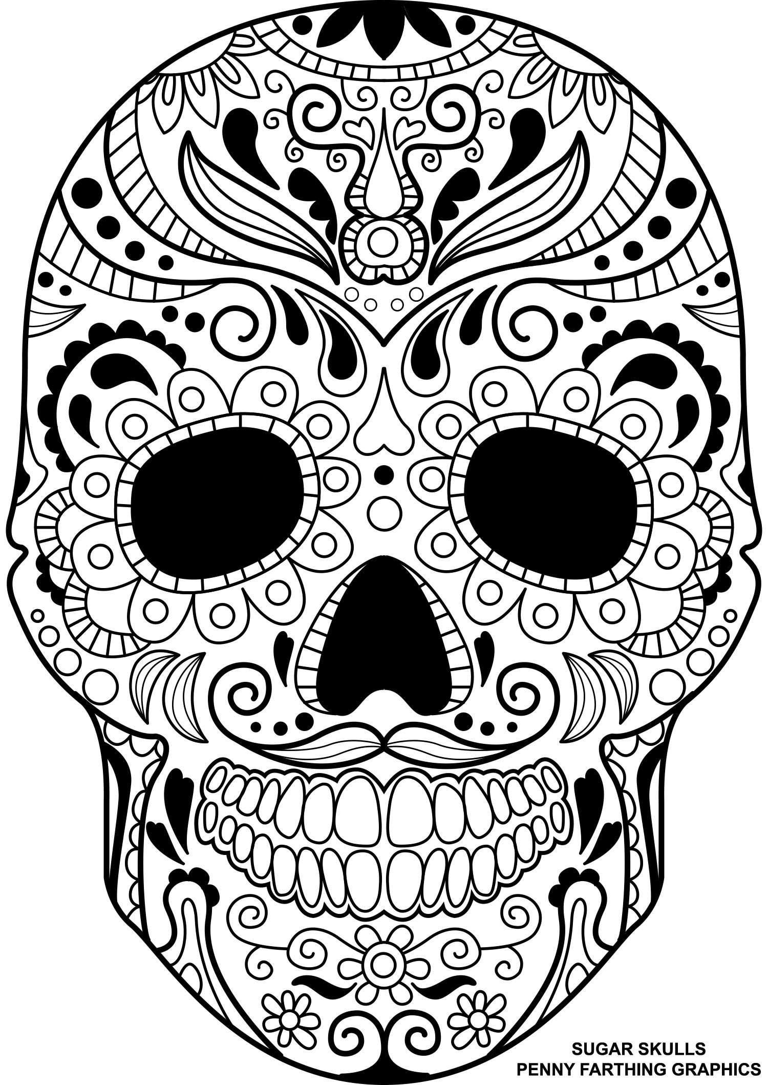 1500x2118 Day Of The Dead Mandala Coloring Pages Copy Adult Skull Coloring