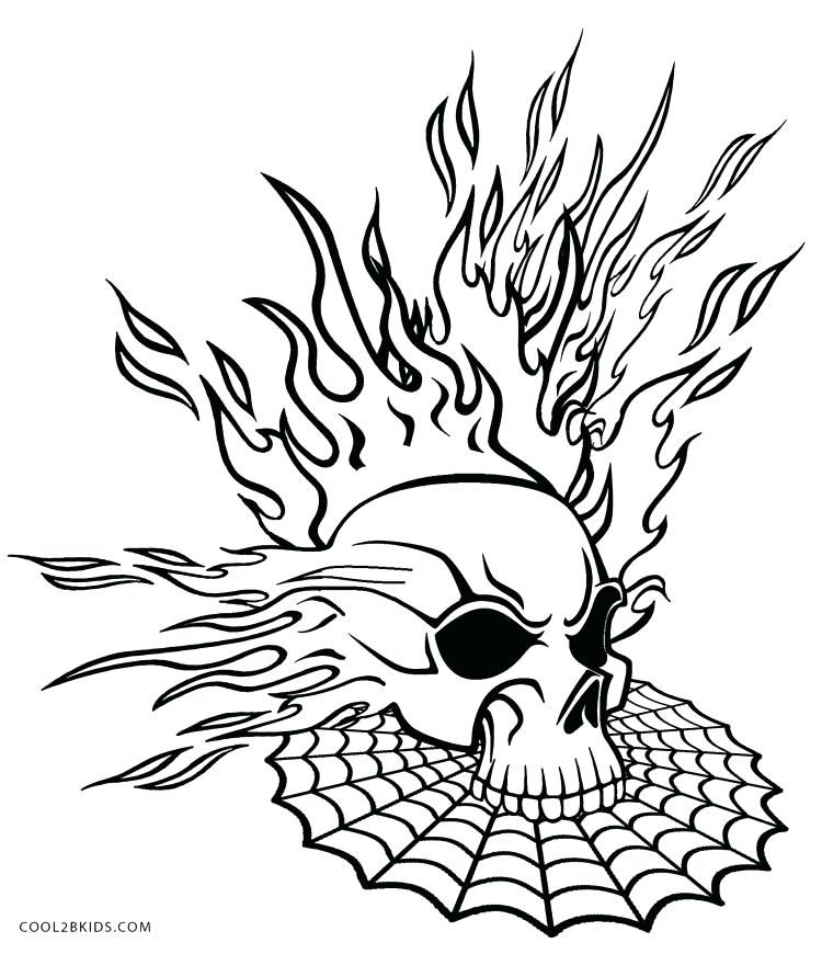 750x870 Head Coloring Page Flaming Skull Coloring Pages Skull Head