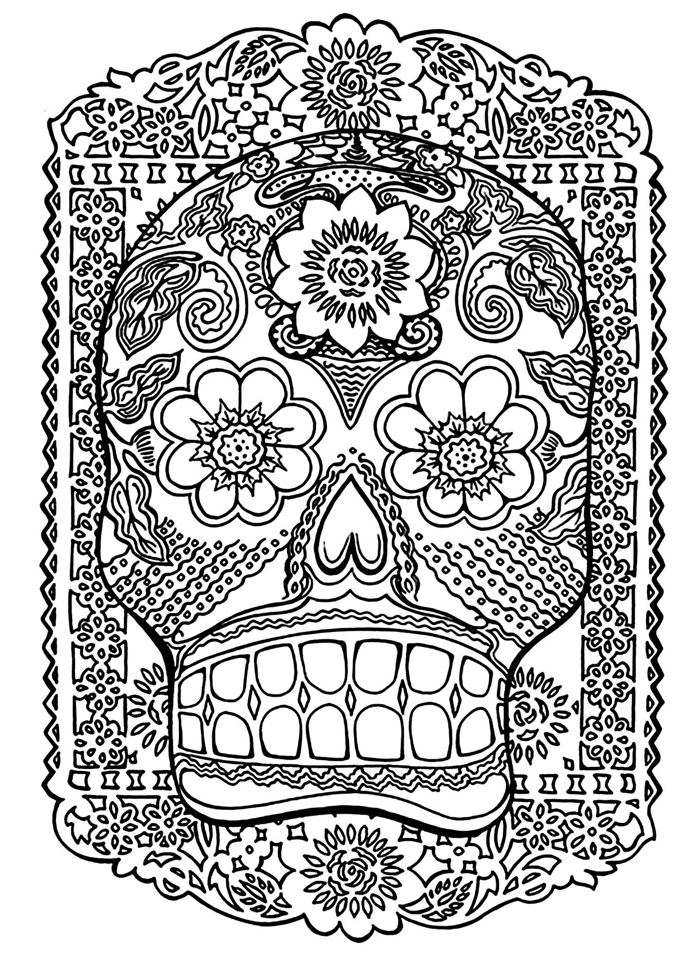 1328x1854 To Print This Free Coloring Page Skull Head Antistress