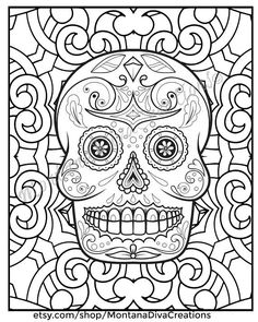 Sugar Skull Mandala Coloring Pages Immediate Digital Download 236x295 Sugar Skull Mandala Coloring Pages Immediate Digital Download