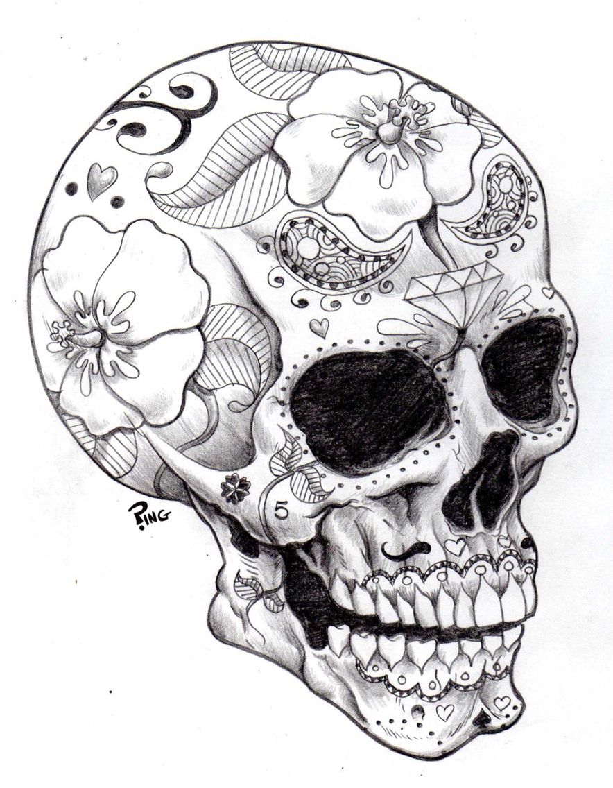 Dotd Sketched Sugar Skull (I Specifically Like The Florals Of This 884x1136 Dotd Sketched Sugar Skull (I Specifically Like The Florals Of This
