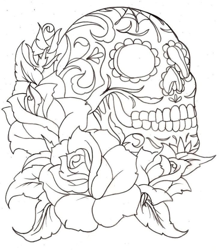 736x830 Flower With Skull Embroidery Flower, Sugar Skulls