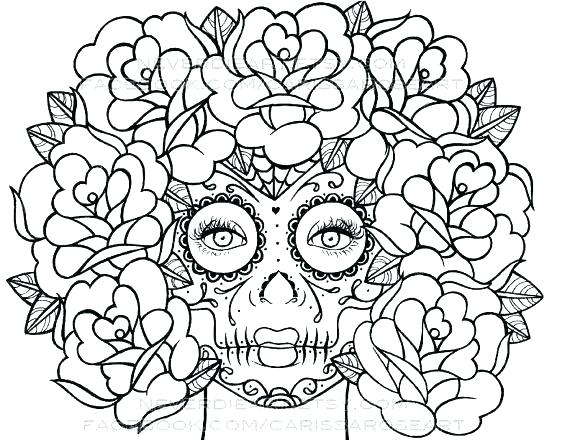 570x440 Coloring Pages Of Skulls Roses Roses Coloring Pages Skull