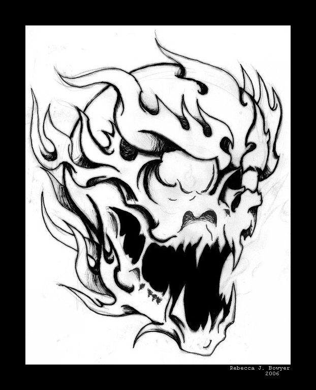Flaming Skull Coloring Pages 622x766 Flaming Skull Coloring Pages
