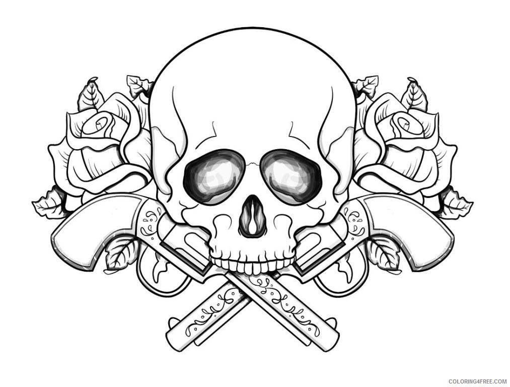 Skull Coloring Pages In Fire Coloring4free 1013x768 Skull Coloring Pages In Fire Coloring4free