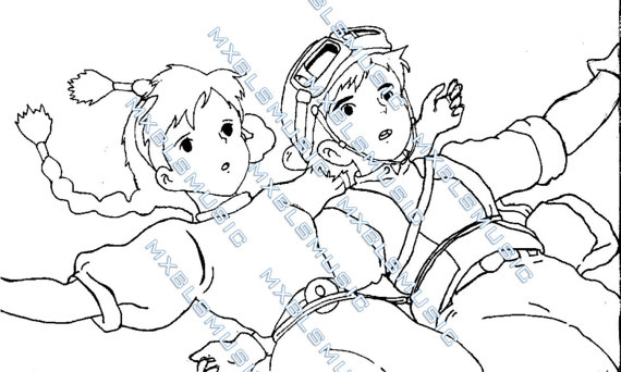 Items Similar To Castle In The Sky Coloring Page On Etsy 570x342 Items Similar To Castle In The Sky Coloring Page On Etsy