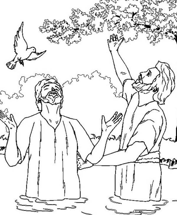 John The Baptist And Jesus Looking Up The Sky Coloring Page 600x730 John The Baptist And Jesus Looking Up The Sky Coloring Page