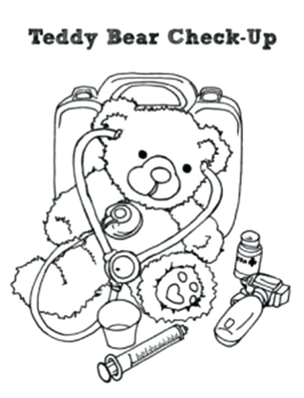 Doctor Coloring Page Teddy Bear Check Up His Medical Condition 600x787 Doctor Coloring Page Teddy Bear Check Up His Medical Condition