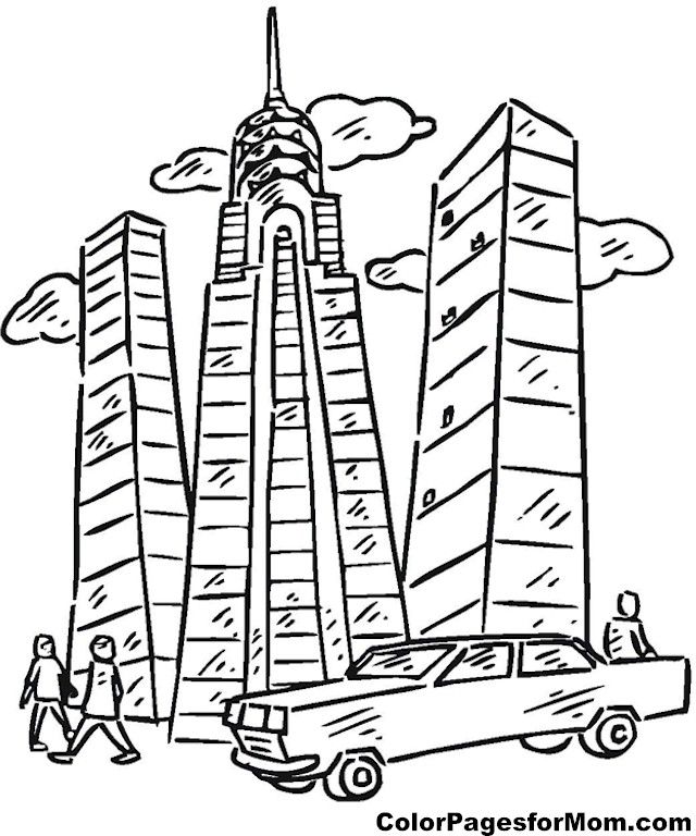 640x768 Skyscraper Coloring Sheets