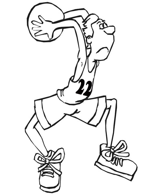 600x776 Cartoon Of Nba Player Slam Dunk Coloring Page Color Luna