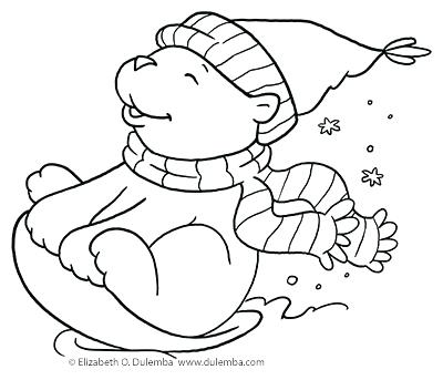 400x343 Sledding Coloring Pages Coloring Page Sledding Bear Sledding
