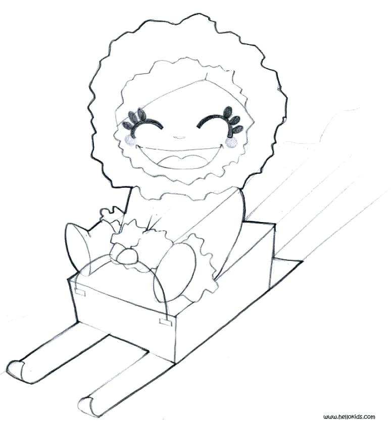 774x850 Winter Sports Coloring Pages Printable Skiing Girl Girl On Sled