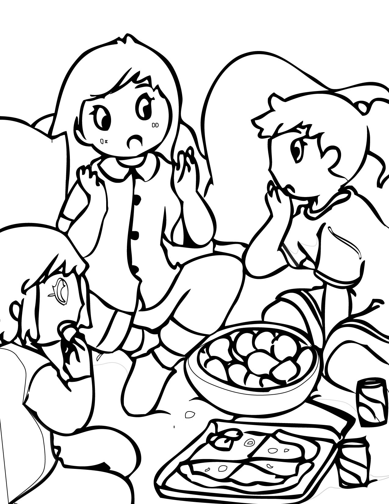 1275x1650 Sleepover Coloring Page